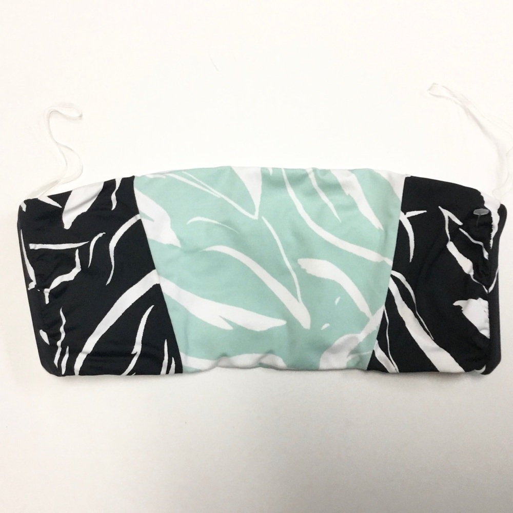 NWOT The Bikini Lab Bandeau Swim Top - Aqua/Black/White - S